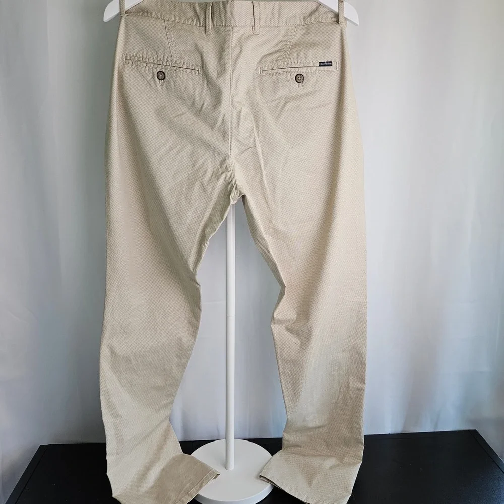 Indian Terrain Brooklyn Slim Fit Chinos Mens 34 Tan Beige Textured Cotton Pants